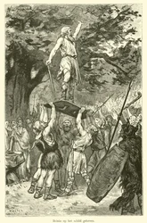 Brinio auf einem Schild erhoben